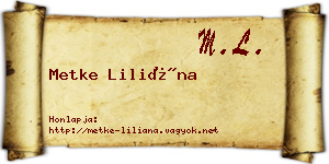 Metke Liliána névjegykártya